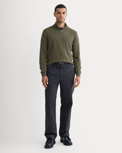 Cashmere Quarter Zip Sweater | Heathered Army Green