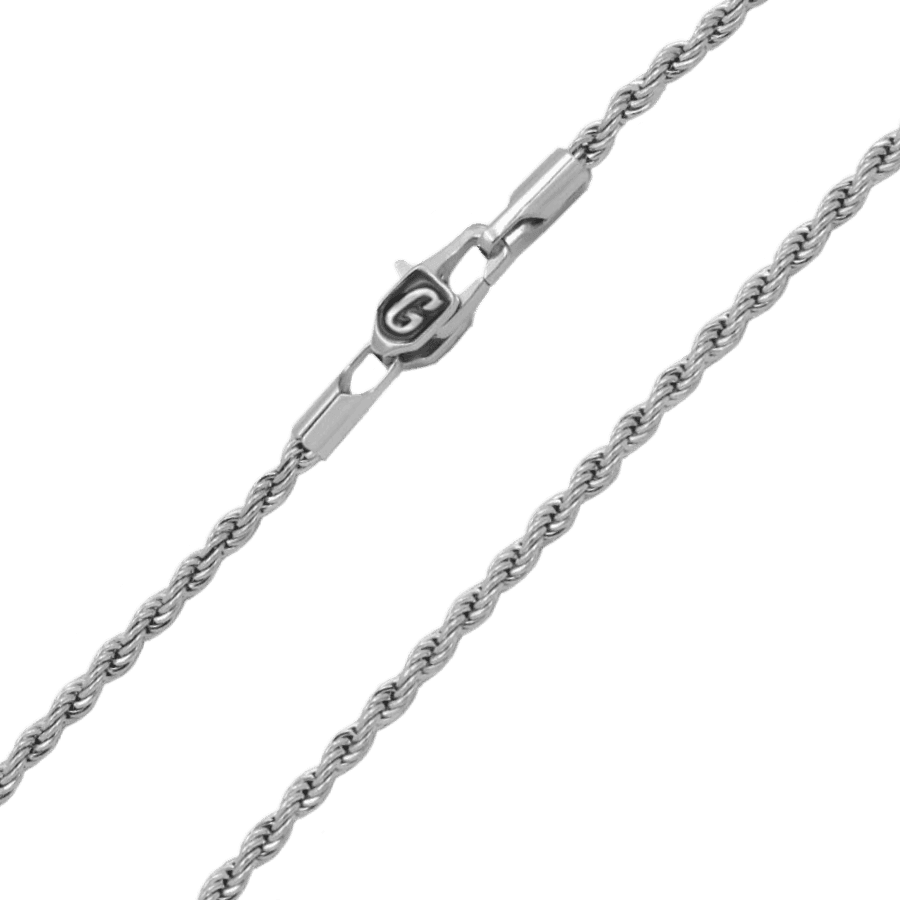 2mm Rope Chain in White Gold