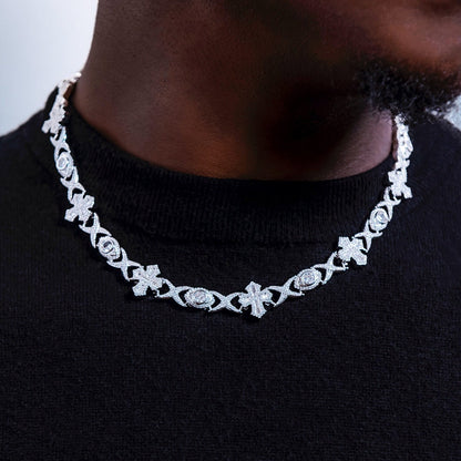 Baguette Evil Eye + Iced Herringbone + Baguette Tennis Chain Bundle