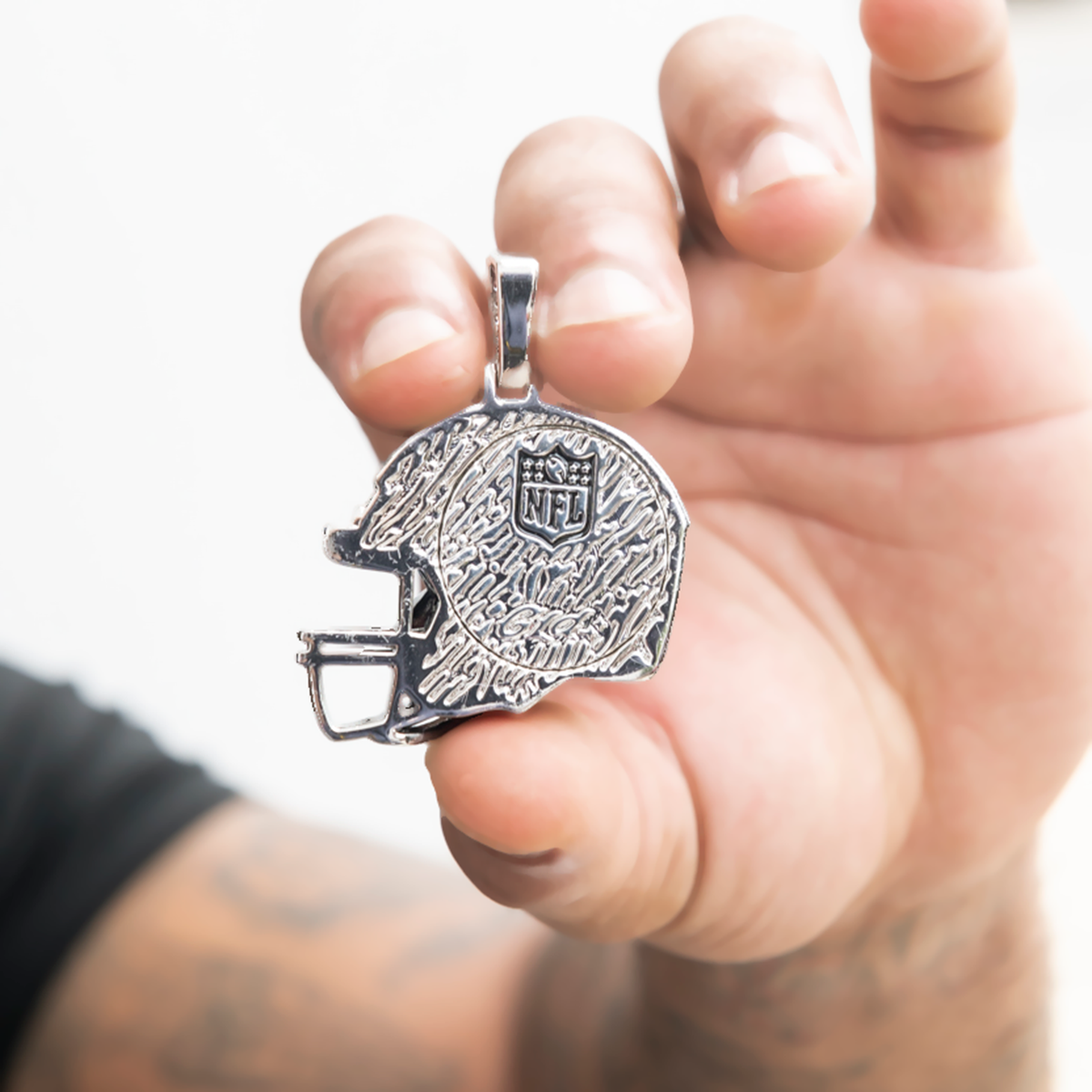 2025 Houston Texans Team Helmet Pendant - White Gold