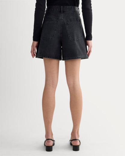 The A-Line Denim Short | Washed Black