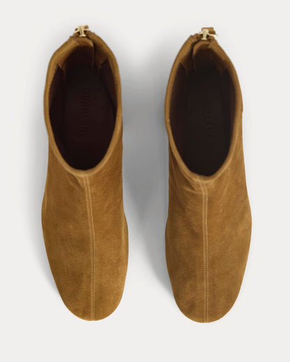 Leather Curved-Heel Boot | Russet