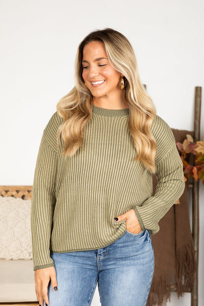 Contrast Cut Striped Sweater