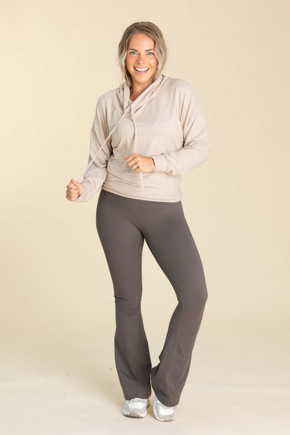 Brushed Cowl Neck Pullover Knit Tops