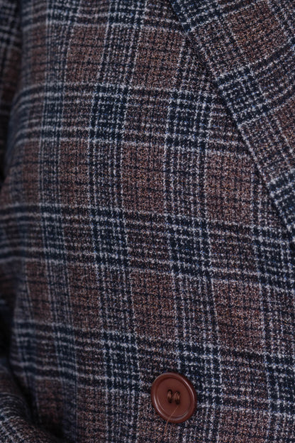Brown Plaid Double Breasted Blazer