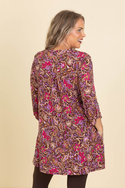 Brown Printed Wrinkle Free Cardigan