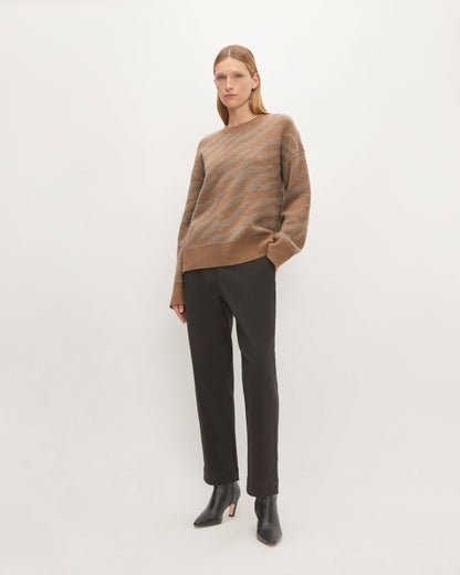 The Alpaca Tiger Jacquard Crewneck | Camel / Medium Brown