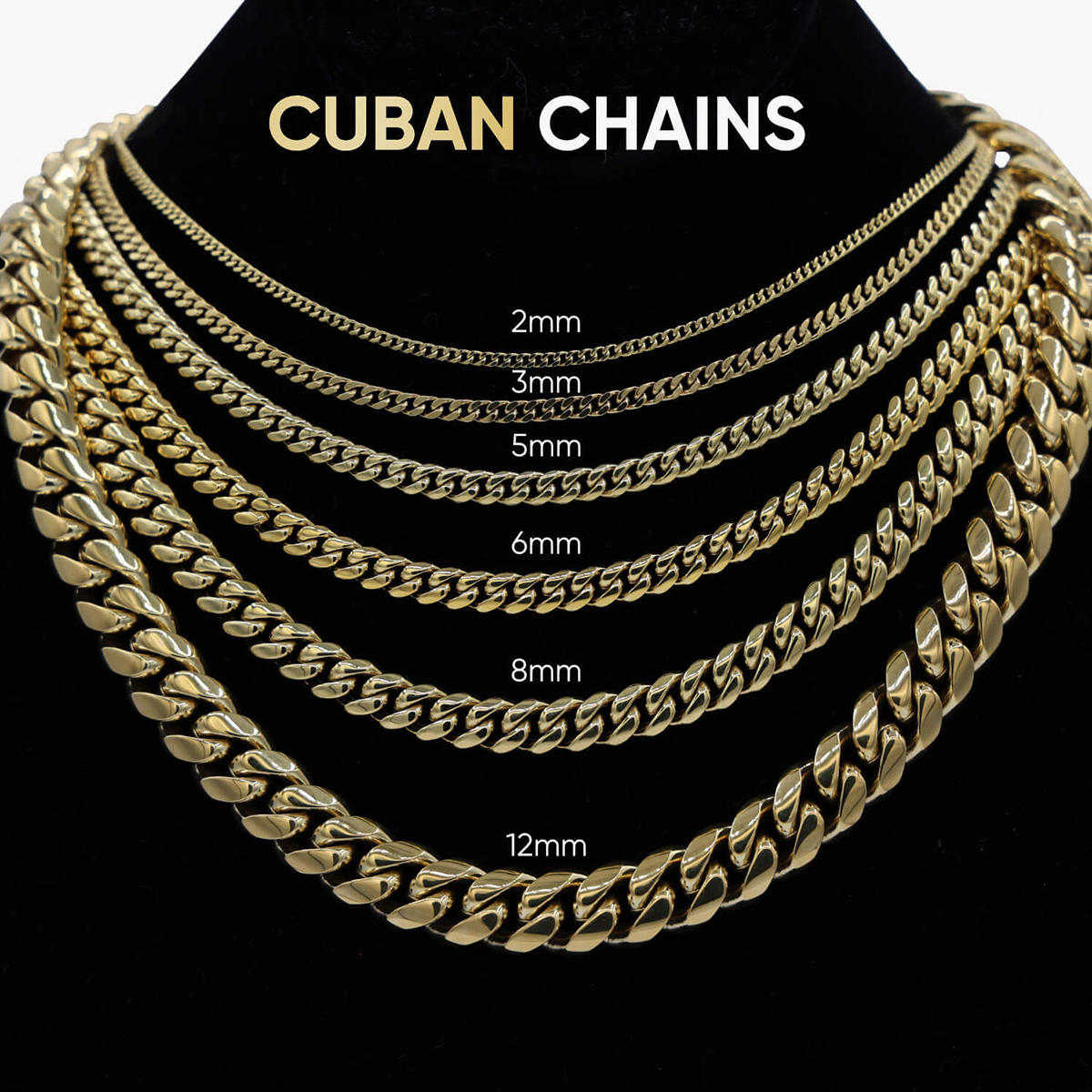 Baguette Prong Set Cuban Necklace in White Gold- 12mm