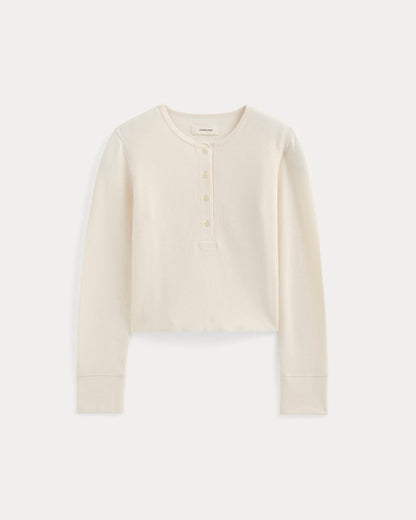 Boxy Henley in Cozy Waffle | Bone