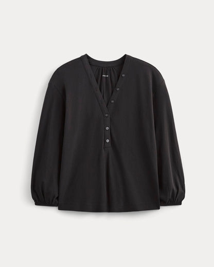 The Air V-Neck Henley | Black