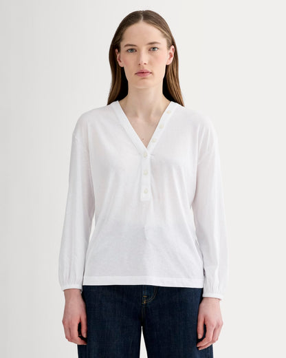 The Air V-Neck Henley | White