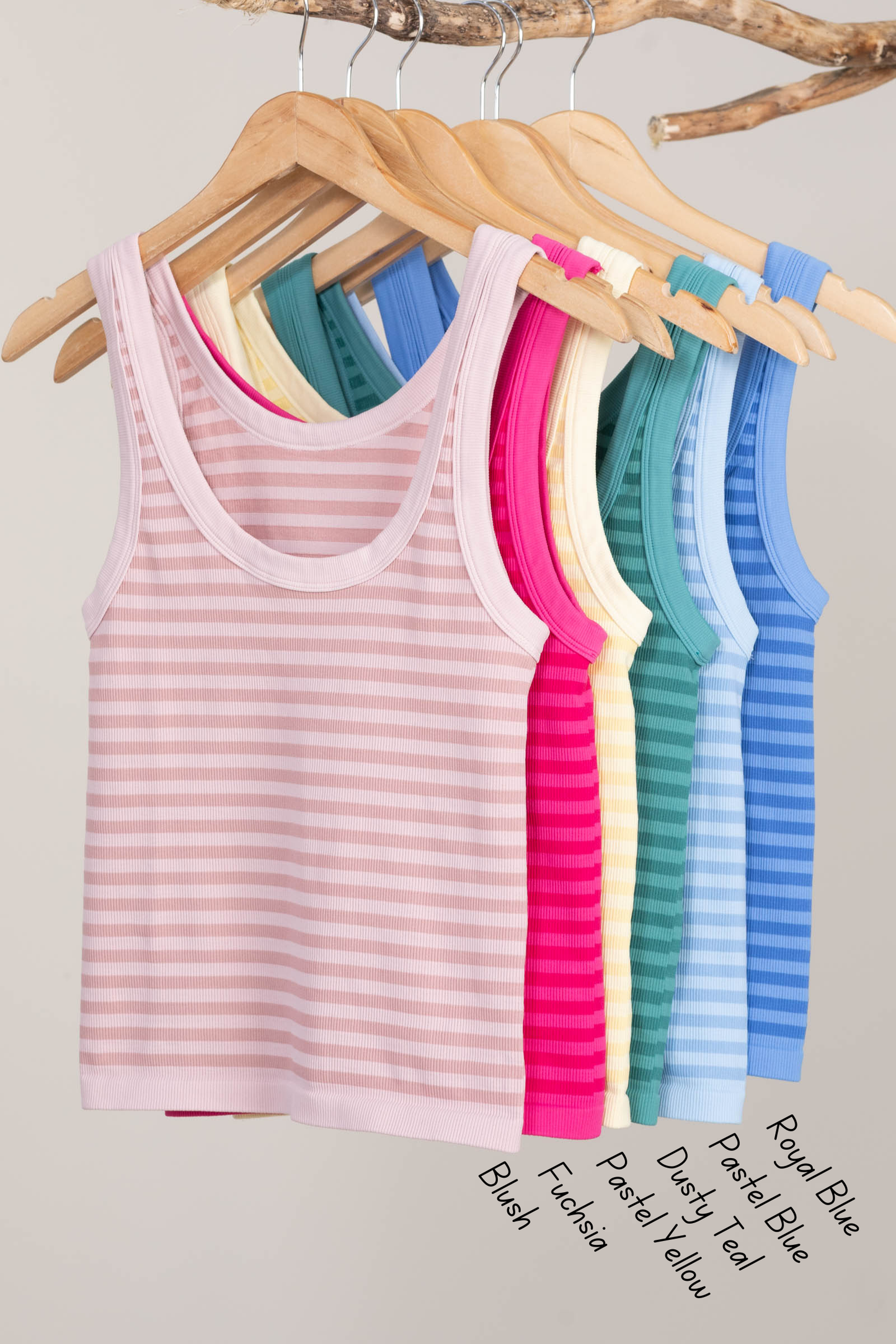 Contrast Stripe Reversible Knit Tank Tops
