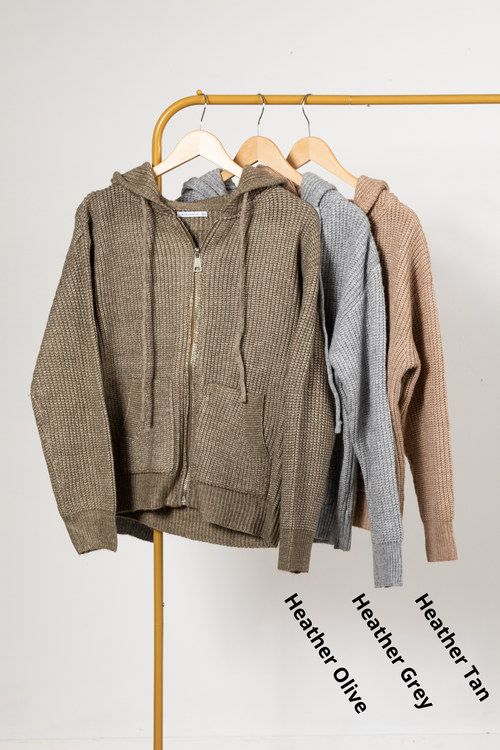 Chunky Hoodie Zipper Front Jacket With Pocket