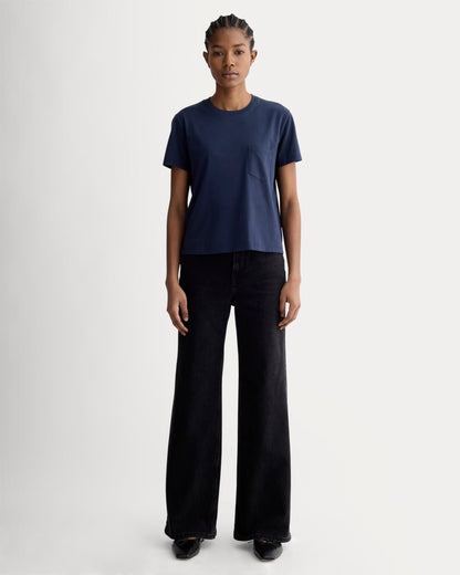 The Box-Cut Tee in Essential Cotton | Navy | Pocket