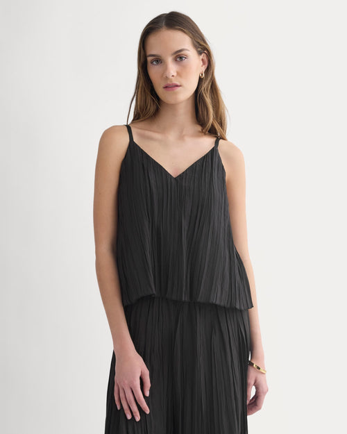 Crinkle Trapeze Tank | Black