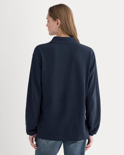 Oversized Pique Polo | Deep Navy