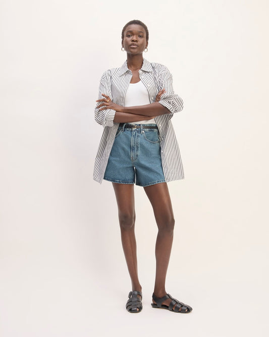 The A-Line Denim Short | Mid Blue