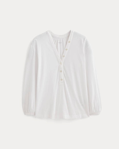 The Air V-Neck Henley | White